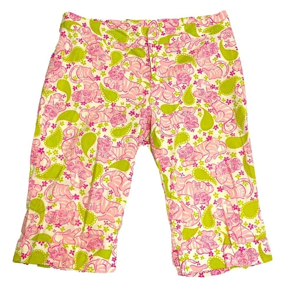 Lilly Pulitzer Vintage White Tag Capris Blackjack Cat 10